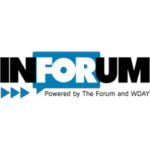 INFORUM logo with blue speech bubble, arrows, and text; perfect for a Bakery or Café Event Space.