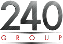 240 Group logo with large metallic numbers; GROUP in red.